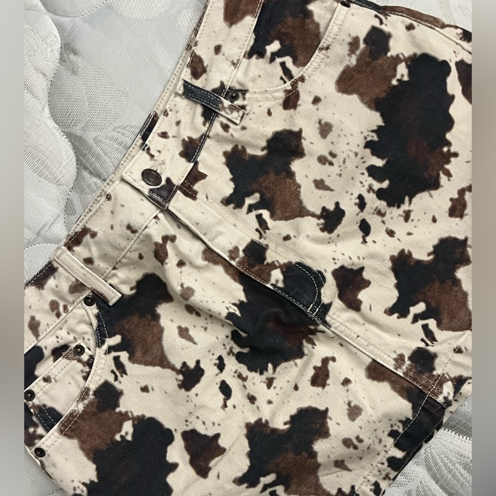 Topshop Cow Print Skirt in Cream, Brown & Black